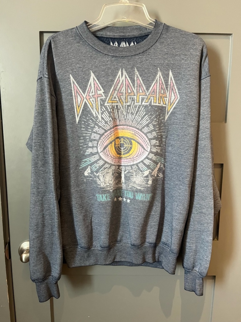 Def Leppard Gray Graphic Crewneck Sweatshirt sz XS